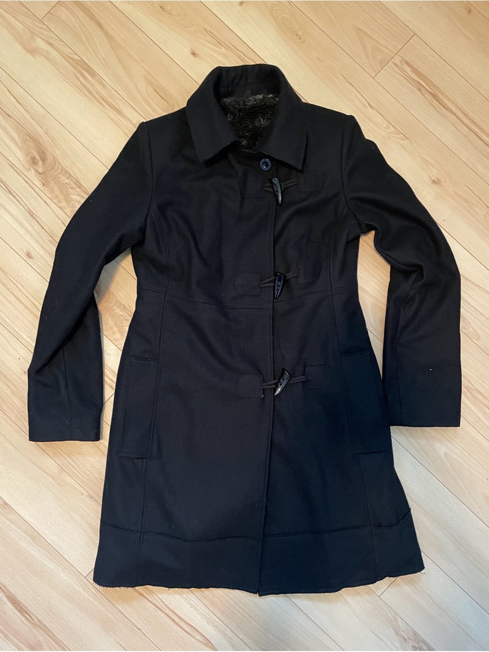 Le Chateau Black Wool Coat with removable hood